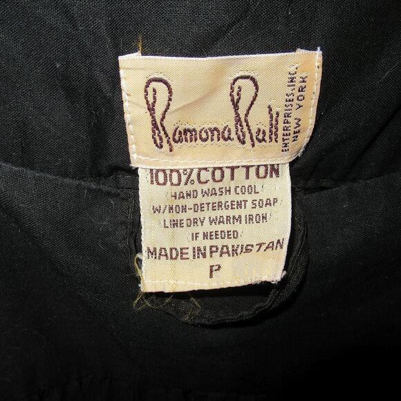 Vtg RAMONA RULL Cotton Giraffes Animals Mirrored Boho Dress Caftan Muumuu Small - Picture 6 of 8